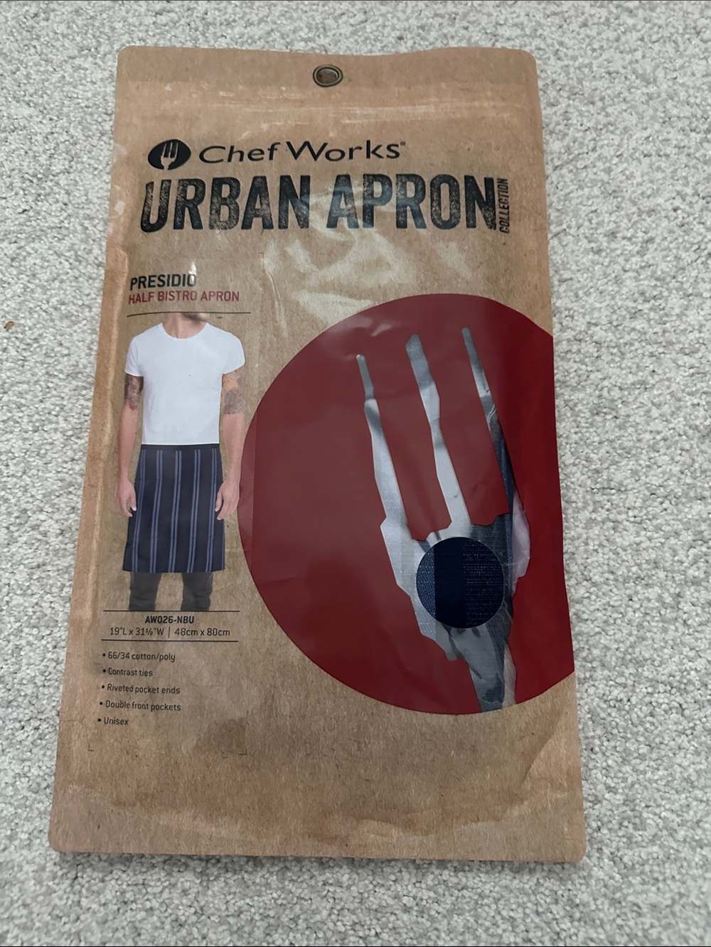 Chef Works Urban Apron - Navy Stripe Half Bistro Apron